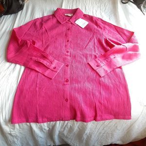 NWT Appleseeds's pink button down professional blouse